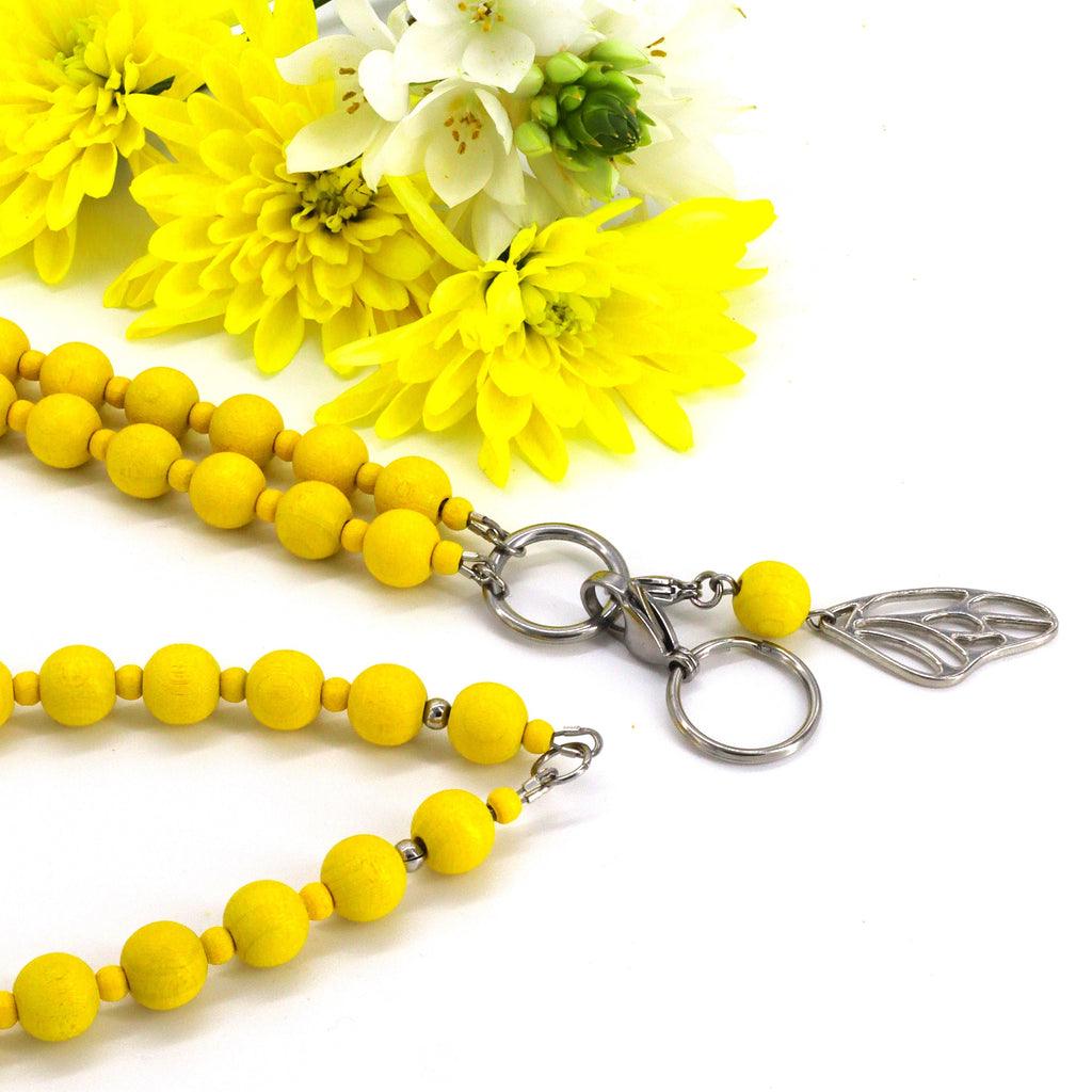 Sitruuna-avainnauha puuhelmistä – ekologinen avainkaulanauha