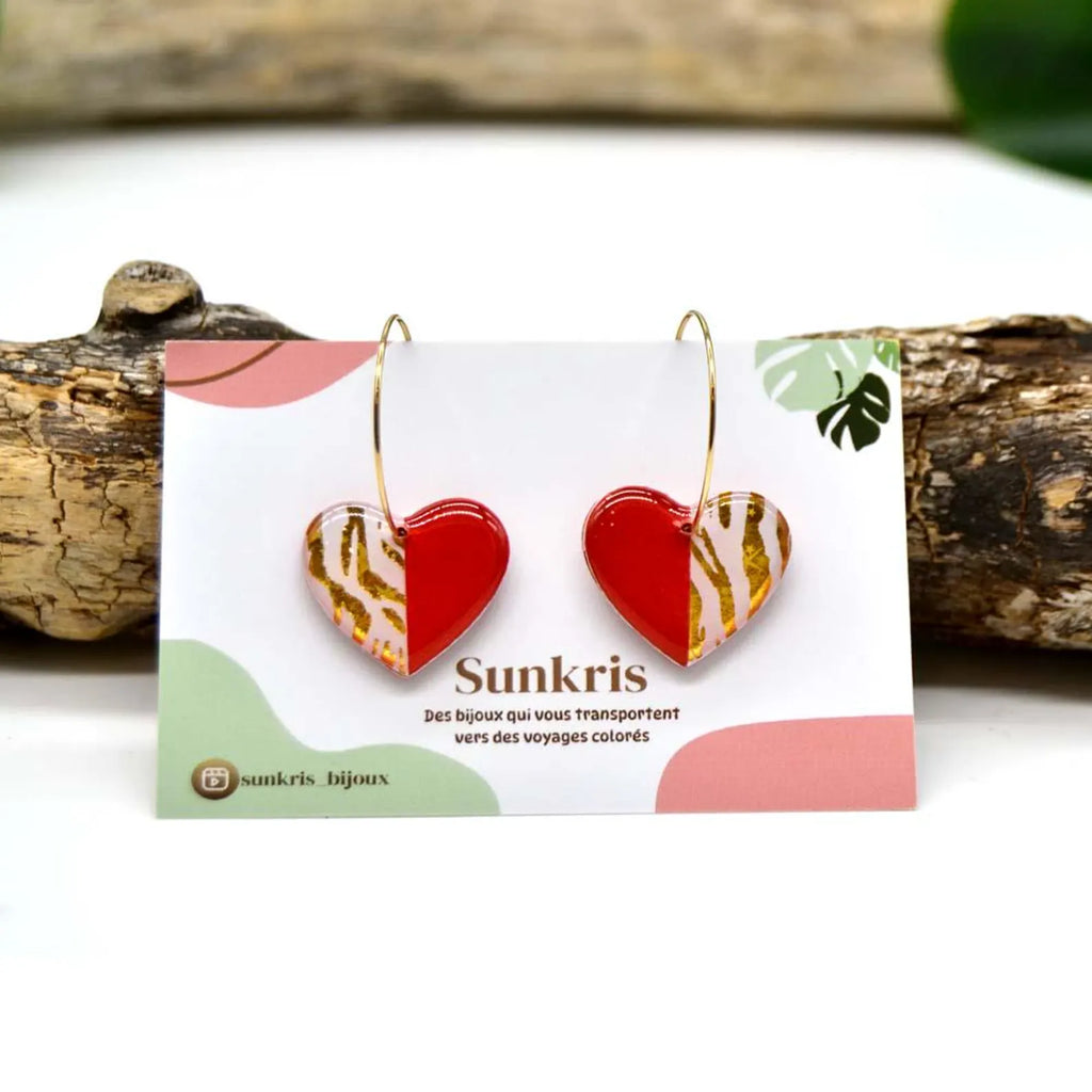 Courage-sydänkorvakorut korvakorukortissa – valmistettu käsityönä Ranskassa