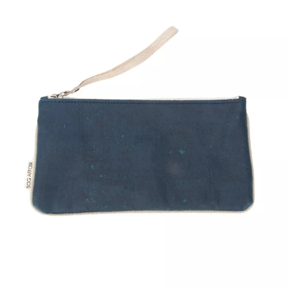 Sininen pieni laukku CORKonLINEN-materiaalia – ekologinen design-laukku