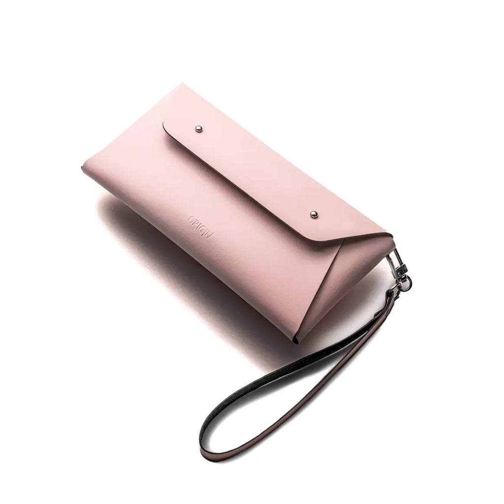 Vaaleanpunainen pikkulaukku kierrätysnahkaa – ekologinen design-laukku