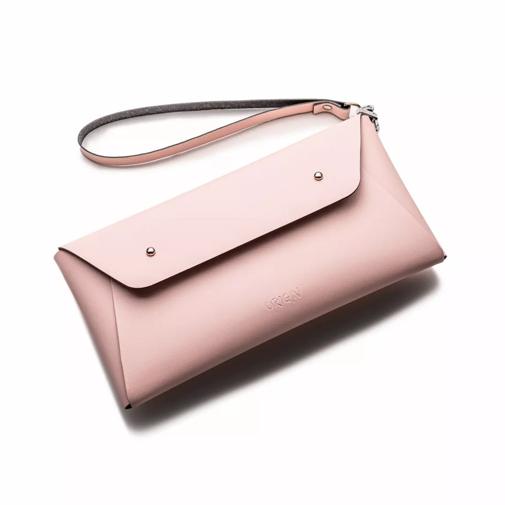 Vaaleanpunainen pikkulaukku kierrätysnahkaa – valmistettu käsityönä Ranskassa