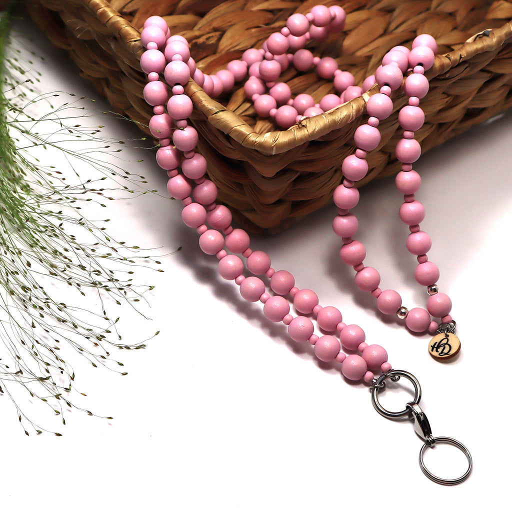 Pitkä avainnauha Hattara – crossbody-avainkaulanauha puuhelmistä