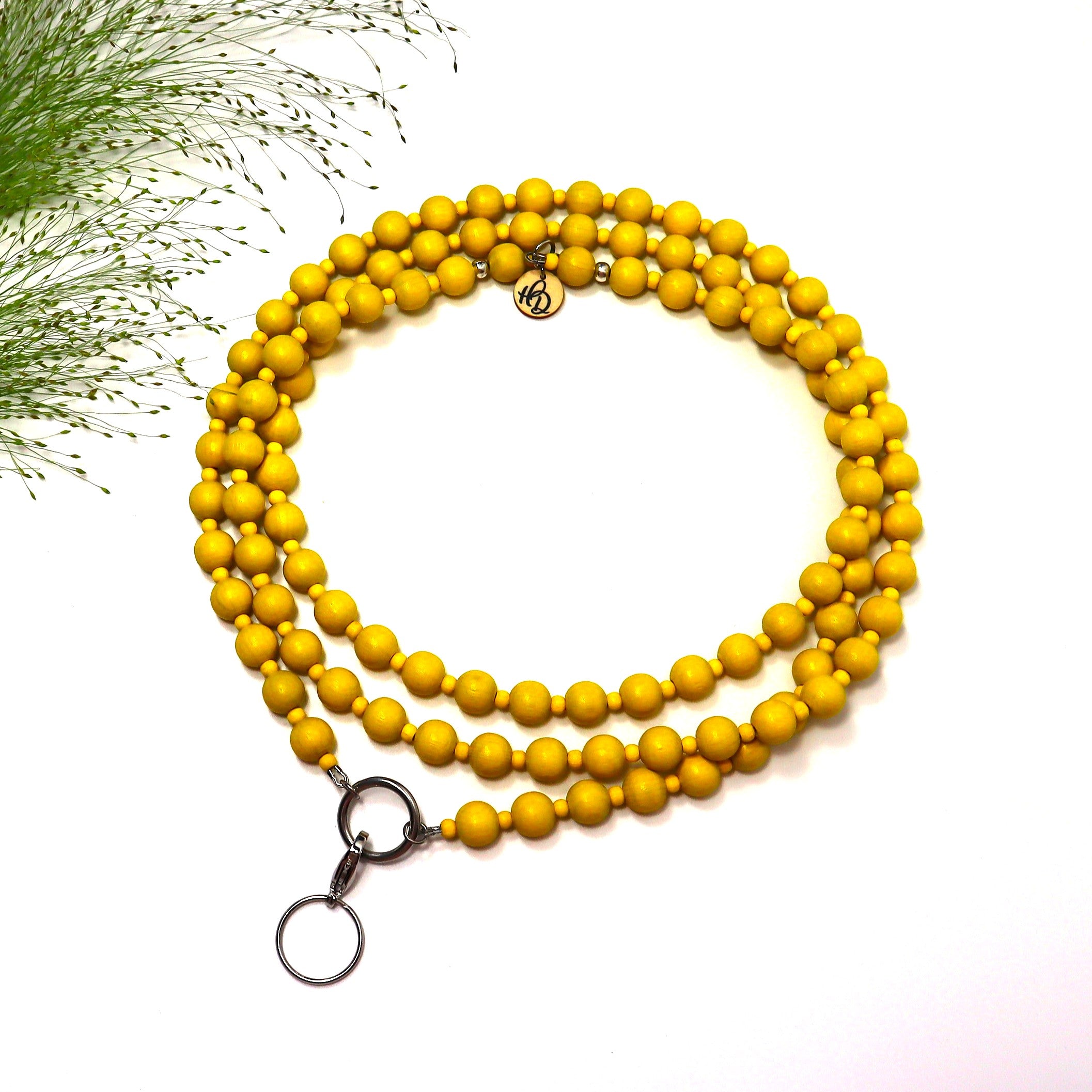 Sitruuna-avainnauha puuhelmistä – kotimainen crossbody-avainkaulanauha