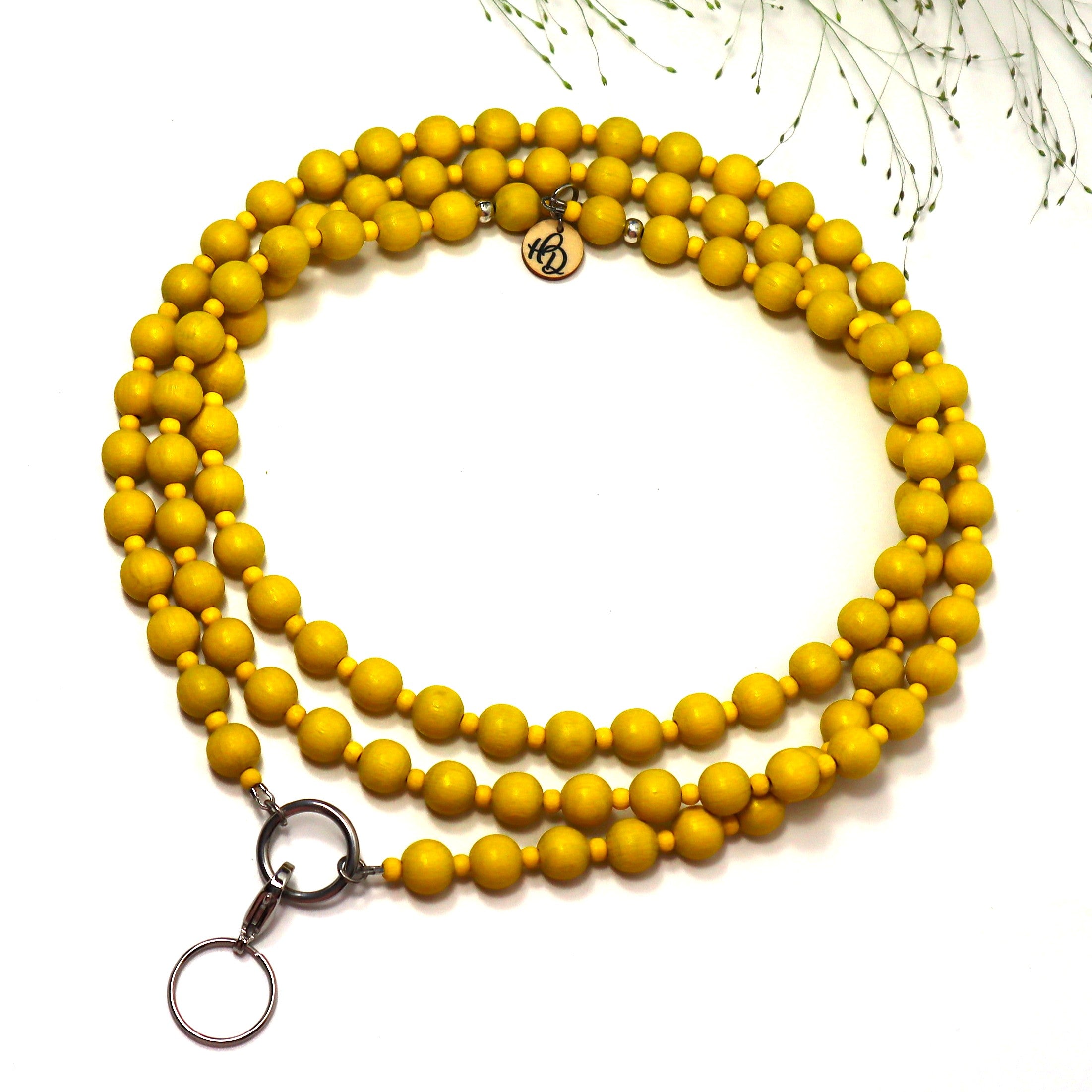 Pitkä avainnauha Sitruuna – crossbody-avainkaulanauha puuhelmistä