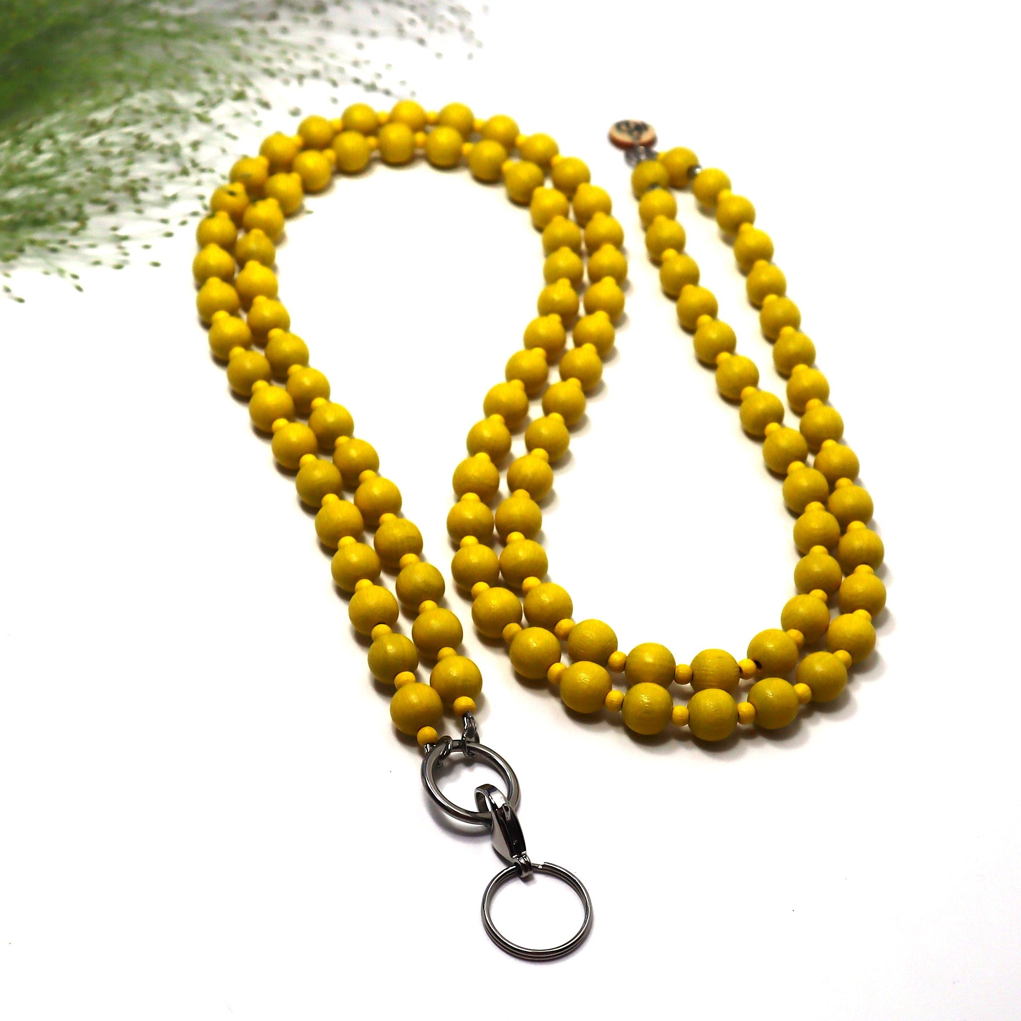 Pitkä avainnauha Sitruuna –  crossbody-avainkaulanauha puuhelmistä