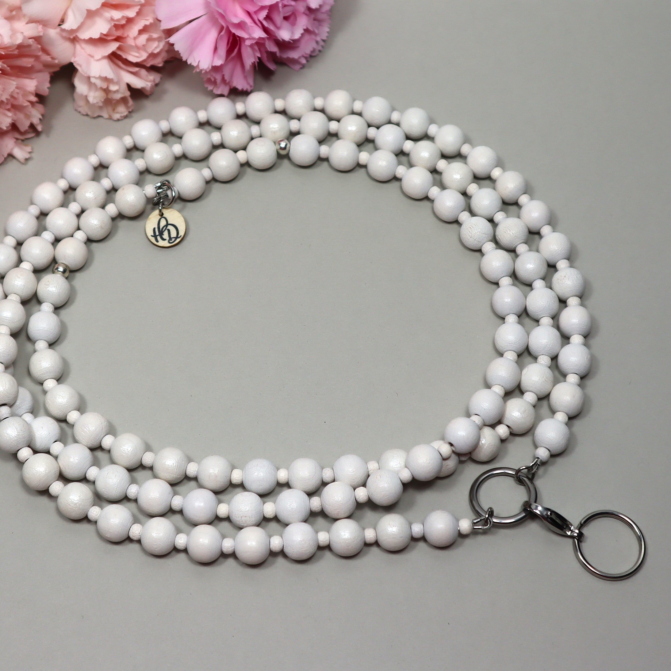 Vanilja-avainnauha puuhelmistä – kotimainen crossbody-avainkaulanauha